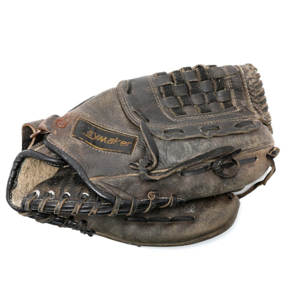 Vintage Rawlings PLAYMAKER Leather Baseball Glove Adult Black Basket Web USA